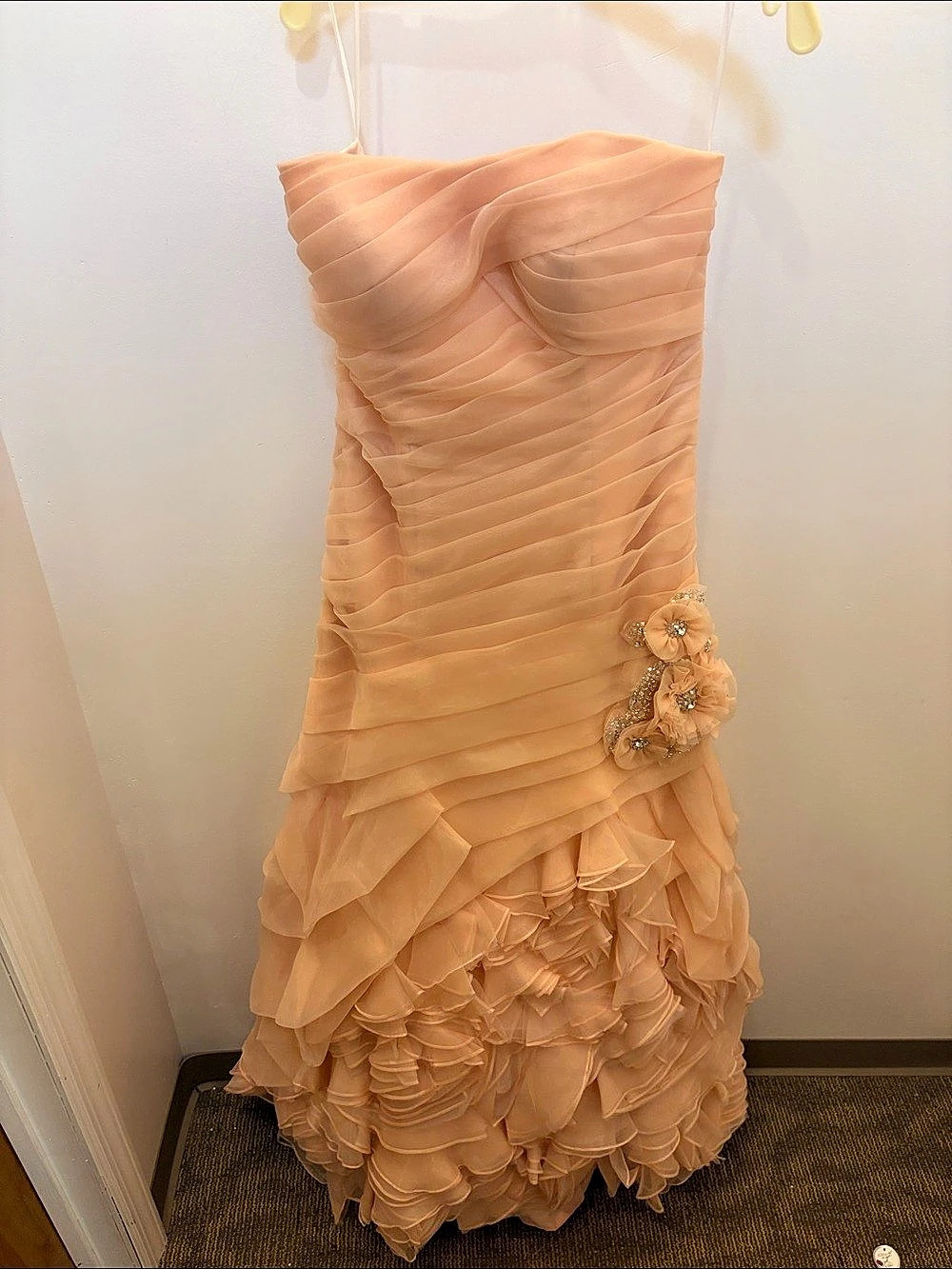 Kitty Chen Charlotte Strapless Ruffle Mini Dress in Pink Size 12 Like New
